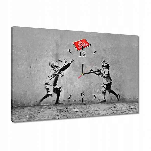 Nástěnné hodiny Banksy 60x40 No ball games