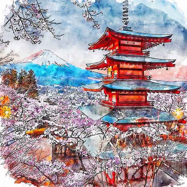 Obraz 90x90 cm Chureito Pagoda – Fedkolor