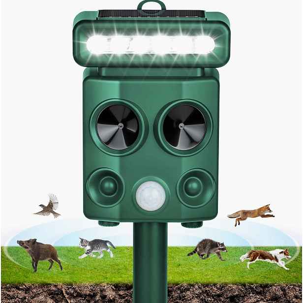 Odpuzovač Zvířat Ultrazvukový Solný Senzor Pohybu Lampa G331