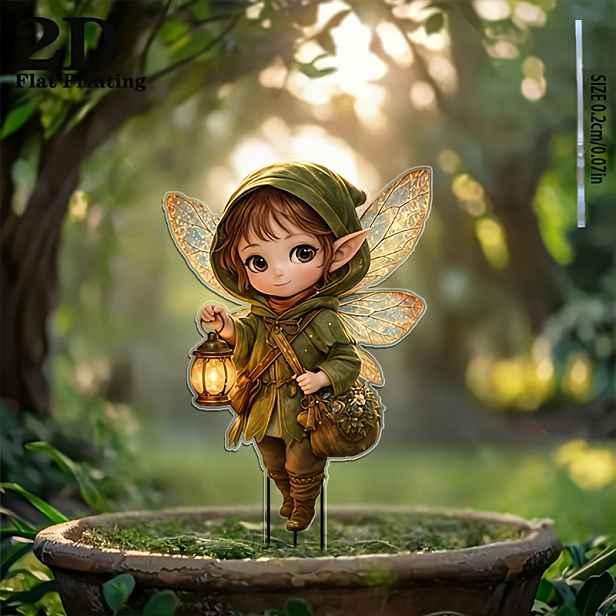 TEMU 2D plochý - 【2D plochý】 2D plochý - [2D plochý] 2D plochý, Lantern Sprite Zahradní kolík - s designem světelného efektu, není potřeba elektřina,