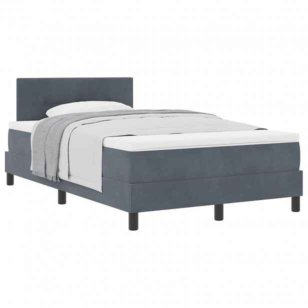 vidaXL Postel s boxspringem s čelo Tmavě šedá 120 x 190 cm samet