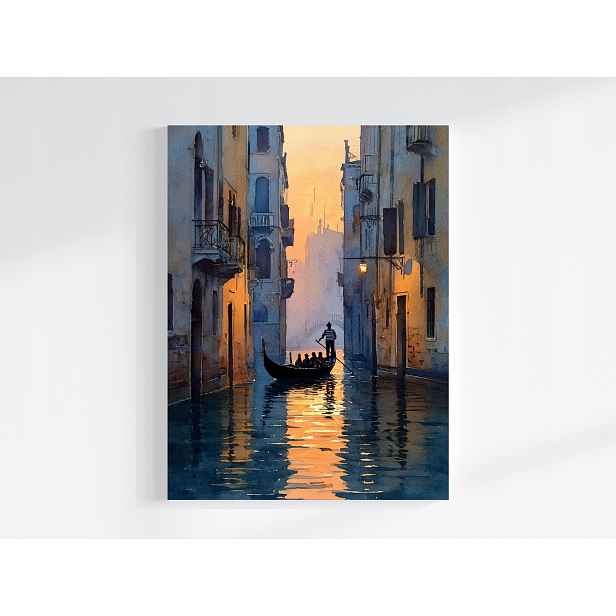 Obraz Na Plátně Canvas Itálie Benátky Gondola Slunce Západ 60x80