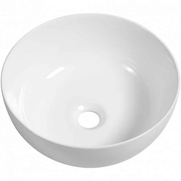 Umyvadlo keramické  Elio - na desku - bílá lesklá - Ø 32 cm
