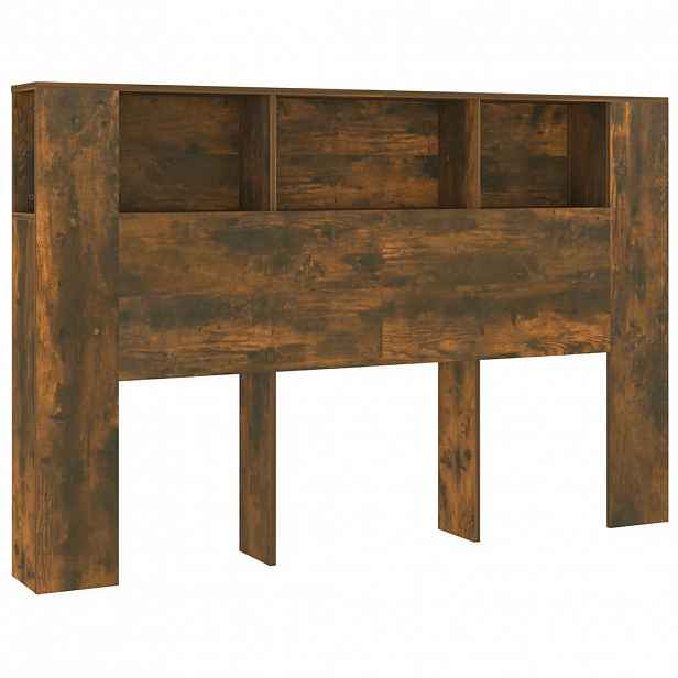vidaXL Čelo postele s úložným prostorem kouřový dub 160x18,5x104,5 cm