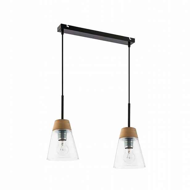 Závěsná lampa Domino Černá Transparentní skleněná lampa 2xE27 Stropní dům