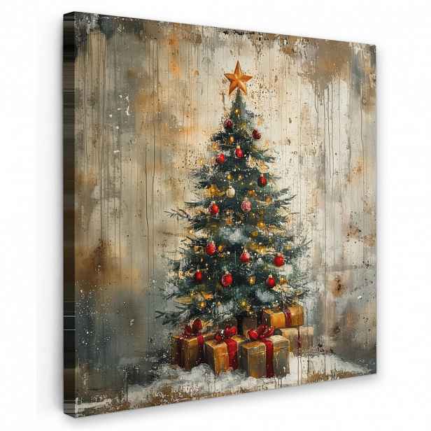 MuchoWow OBRAZ NA PLÁTNĚ Vánoční stromek - Vintage - Vánoce - Dárek 20x20 cm