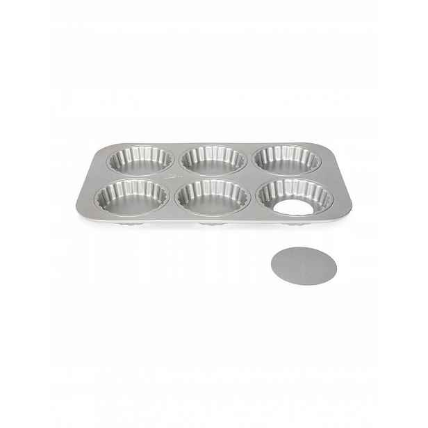 Patisse Mini forma na 6 tartletů s odnímatelným dnem 10cm Silver-top