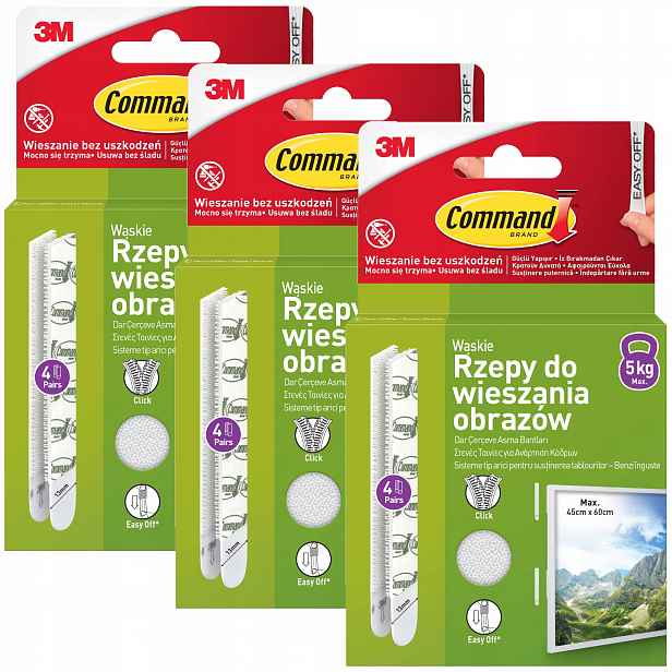 Samolepící pásky Command 24 ks 12 párů bez vrtání Max 5 kg