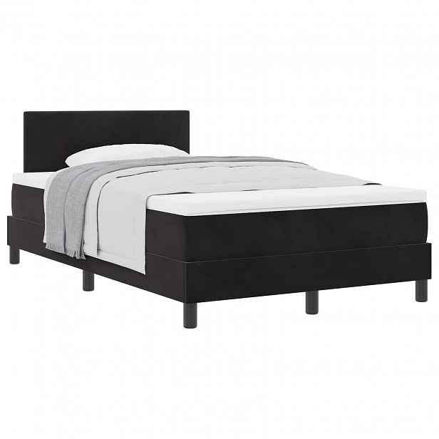 vidaXL Postel s boxspringem s čelo Černá 120 x 190 cm samet