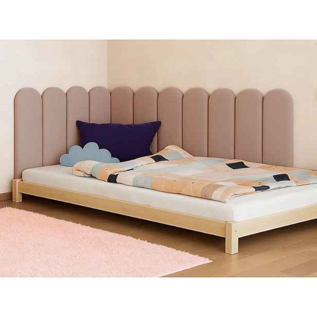Zaoblený čalouněný panel za zeď BOUCLÉ Zvolte barvu: Světle šedá, Zvolte rozměr: 20x100 cm, Uchycení na zeď: Se samolepícím suchým zipem