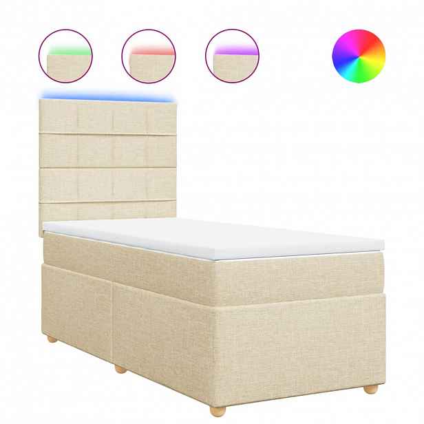 vidaXL Box spring postel s matrací krémová 90x190 cm textil