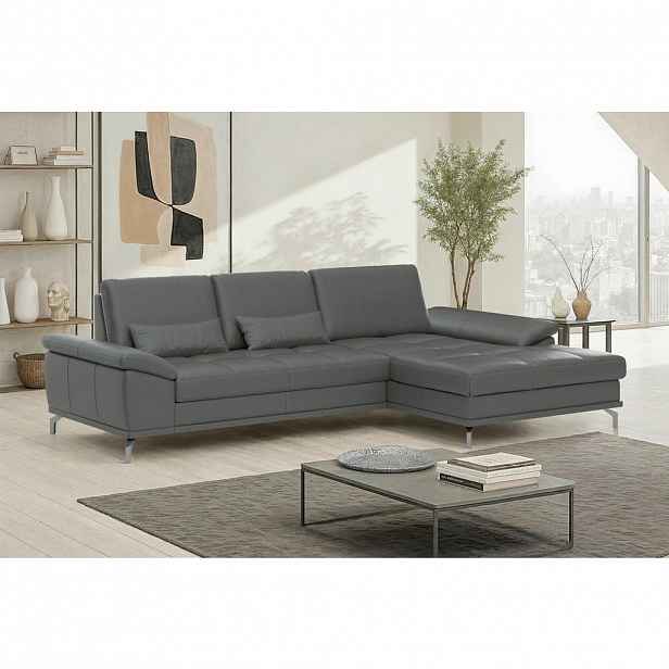 Sit & More ROHOVÁ SEDAČKA, textil, kůže, antracitová