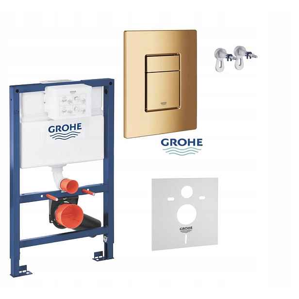 5v1 Podomítkový Wc set, rám Grohe 82 cm zlaté tlačítko
