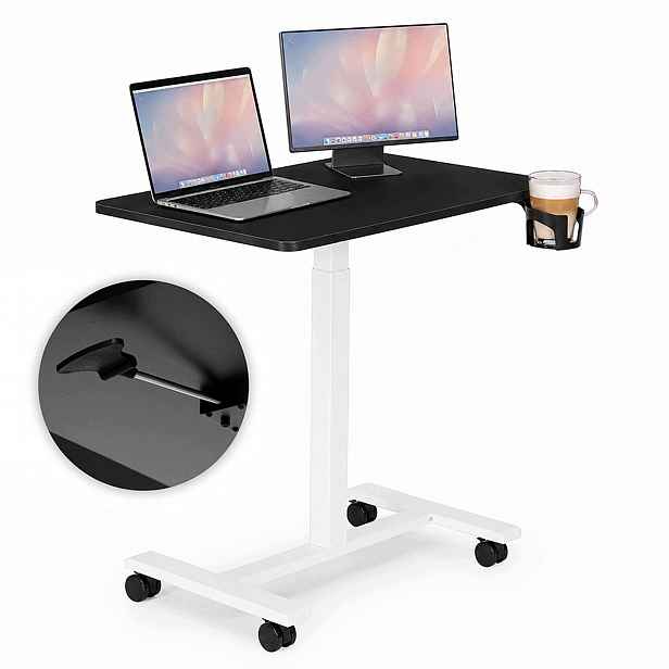 Mobilní stůl na notebook 70×48 cm, výškově nastavitelný 71,5-112 cm, černý