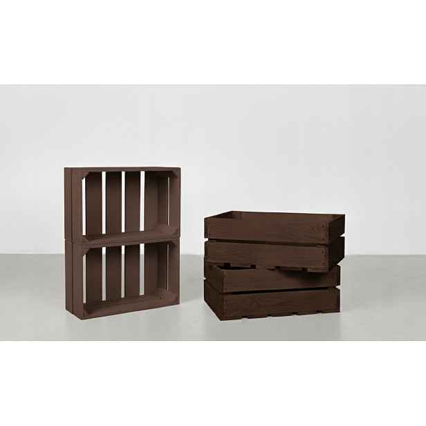 Sada 4 Krabic Komplet 4 Krabic Dřevěné 25x40 cm Loft Palisander