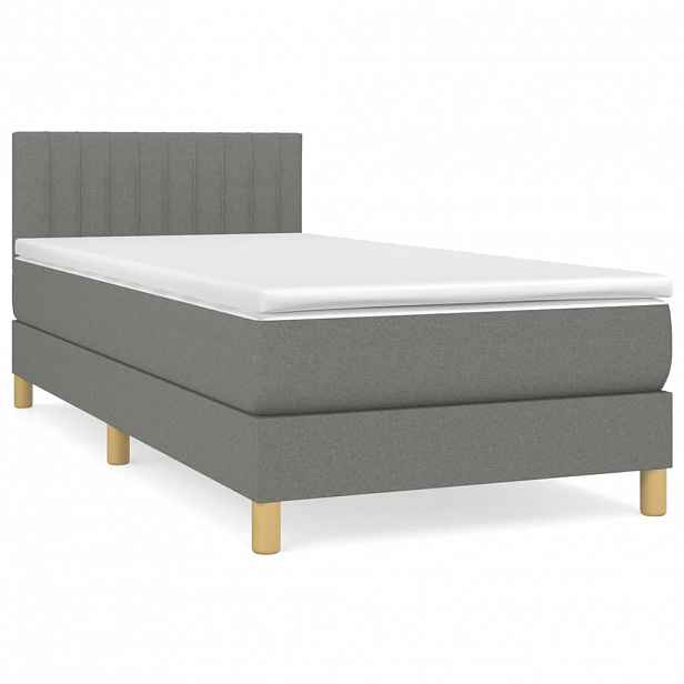vidaXL Box spring postel s matrací tmavě šedá 80 x 200 cm textil