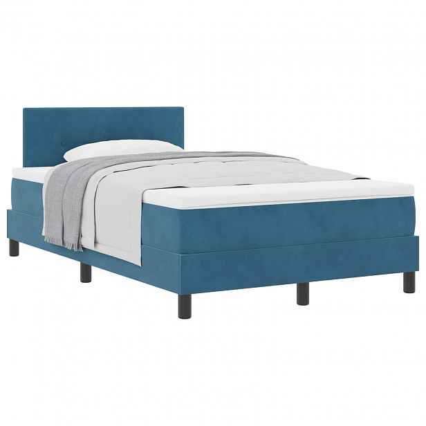vidaXL Postel s boxspringem s čelo Tmavě modrá 120 x 190 cm samet