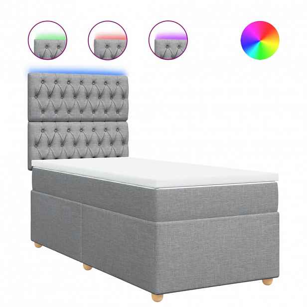 vidaXL Box spring postel s matrací světle šedá 90x190 cm textil