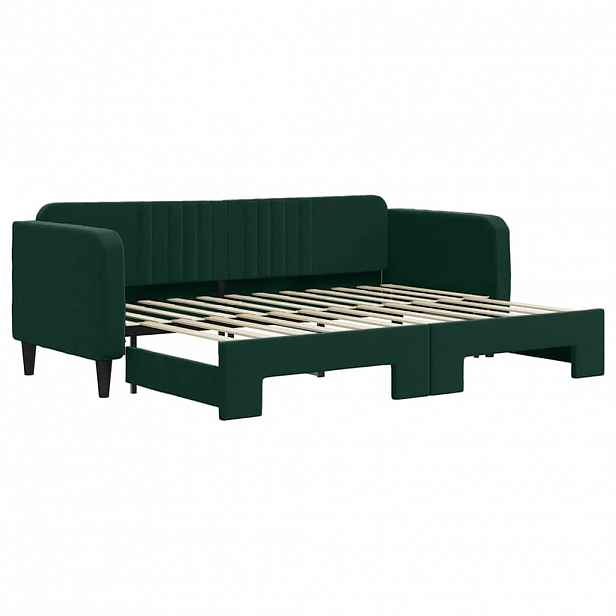 vidaXL Válenda s přistýlkou tmavě zelená 80 x 200 cm samet