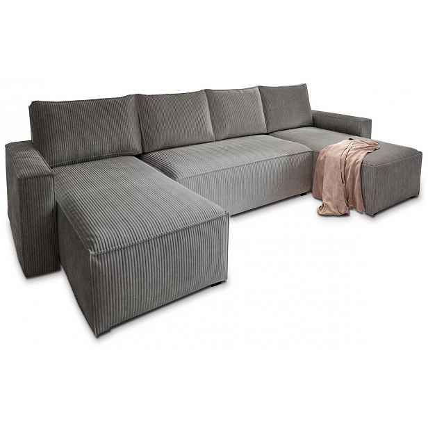 AKCE Šedá sedací souprava do U SMART COSARO 295x140 cm II. jakost
