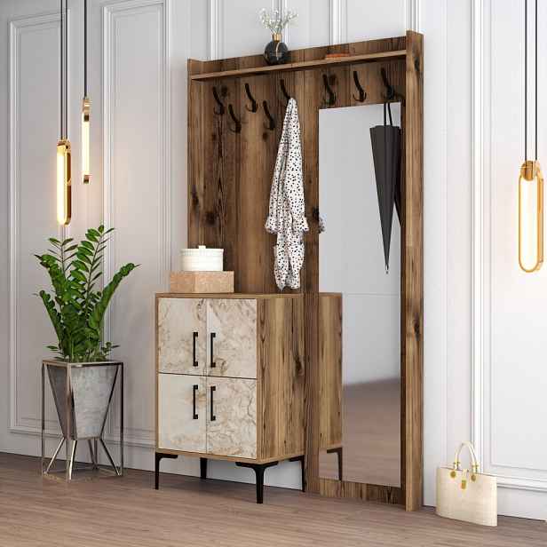 Předsíňová stěna Berlin BC - Walnut, White Marble