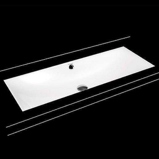 Umyvadlo na desku Kaldewei Silenio 3049 120x46 cm alpská bílá se dvěma otvory pro baterii 906406043001