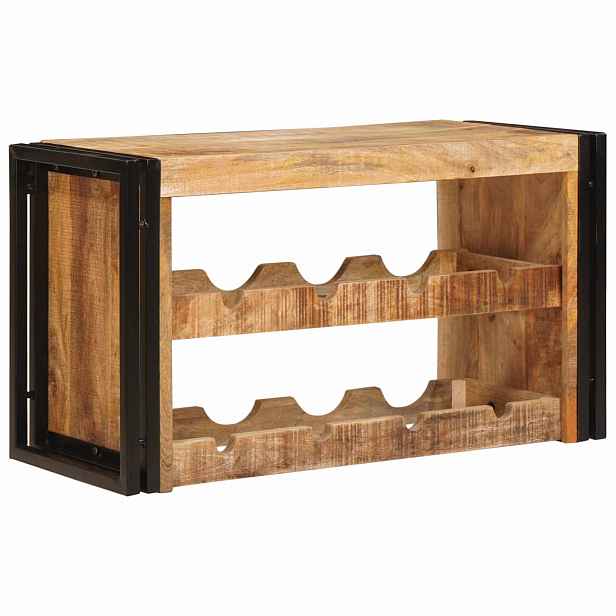 vidaXL Stojan na víno Hnědá 80 x 45 x 33 cm Masivní drsné mango dřevo