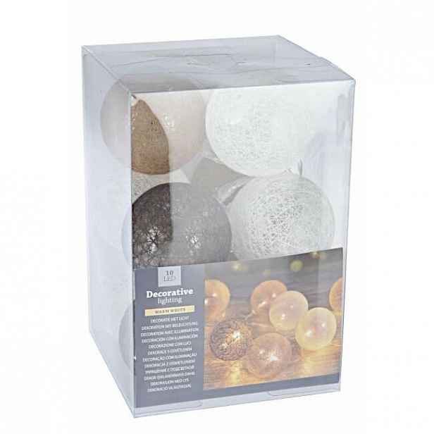 LED světelný řetěz Livorno, 10 koulí, pr. 6 cm, teplá bílá, 1,5 m