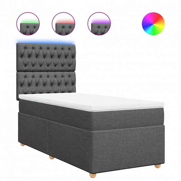 vidaXL Box spring postel s matrací tmavě šedá 90x190 cm textil