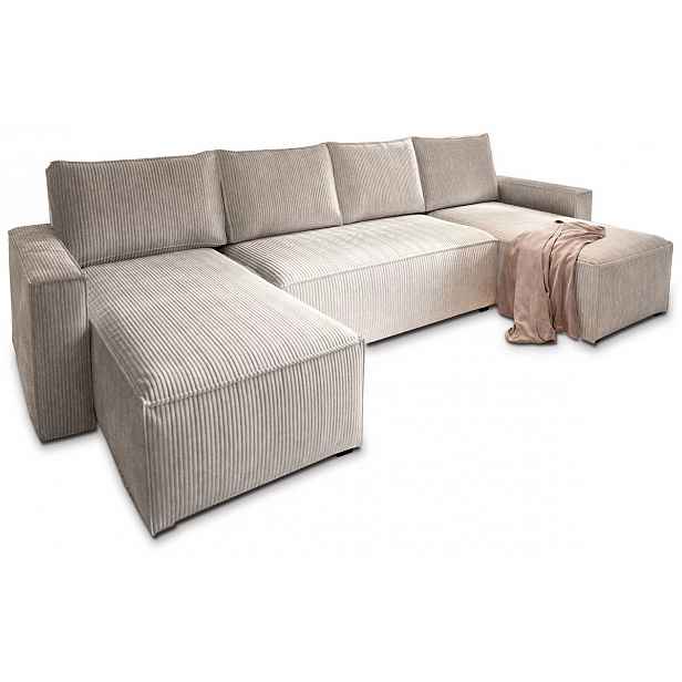AKCE Světle béžová sedací souprava do U SMART COSARO 295x140 cm II. jakost