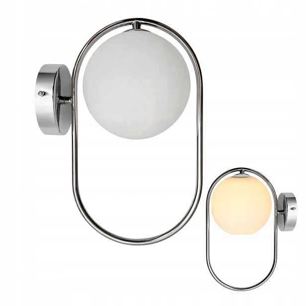 Nástěnné svítidlo s bílou koulí Stříbrná lampa na zeď chrom Cordel Candellux