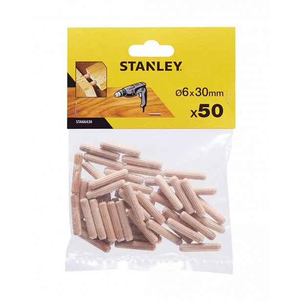 Stanley - Sada dřevěných spojovacích kolíků 6x30 mm, 50 ks STA66430-QZ