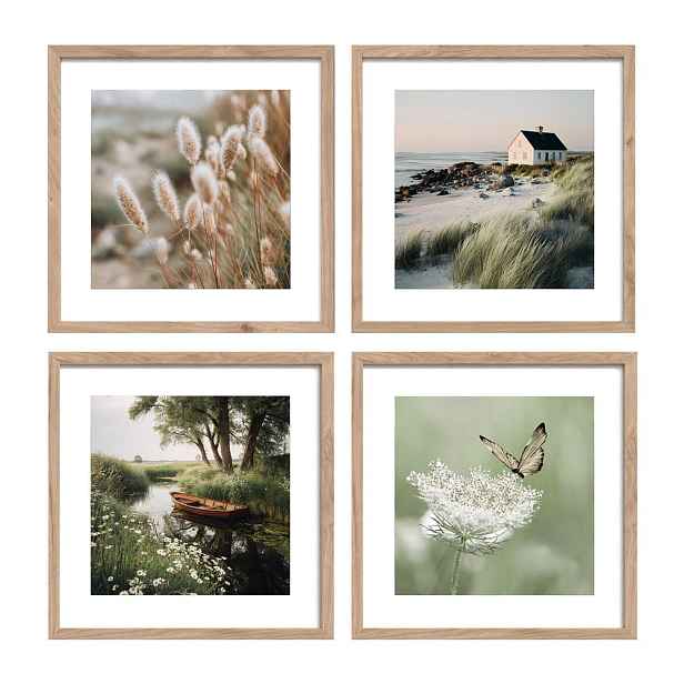 Tištěné obrazy v sadě 4 ks s rámem 30x30 cm Subtle Nature – Styler