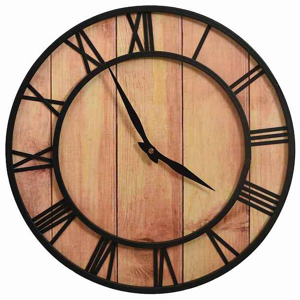 vidaXL Nástěnné hodiny 39 cm hnědo-černé MDF a železo