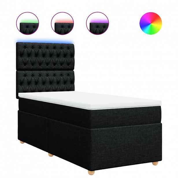 vidaXL Box spring postel s matrací černá 90x190 cm textil