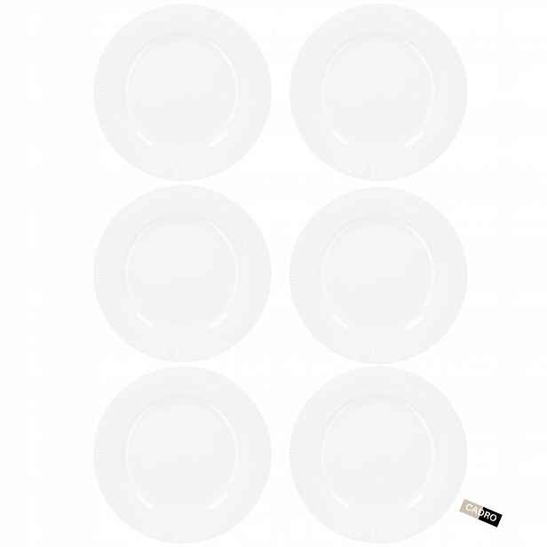 6 x Jídelní talíř mělký, bílý, z porcelánu, plochý, kulatý, 27 cm