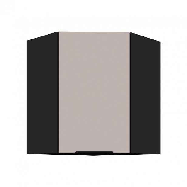Horní rohová skříňka AGAFIJA 1 - 60x60 cm, cashmere / černá