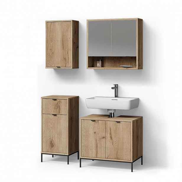 Livinity® KOUPELNOVÝ NÁBYTEK ATERNO, Dub Viking, 4dílná