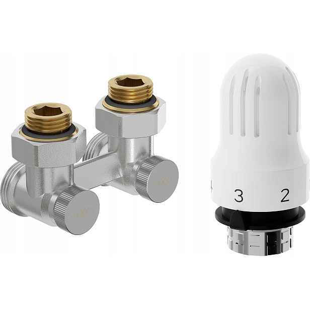 Mexen G04 Termostatická Sada Dvoutrubková DN50 Rohová 1/2"x3/4" Nikl