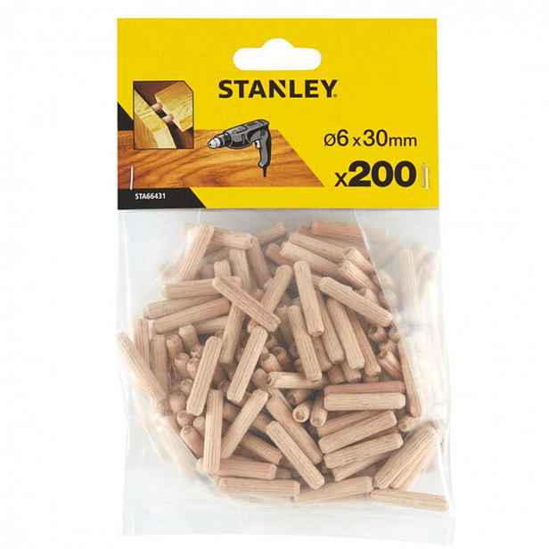 Stanley - Sada dřevěných spojovacích kolíků 6x30 mm, 200 ks STA66431-QZ