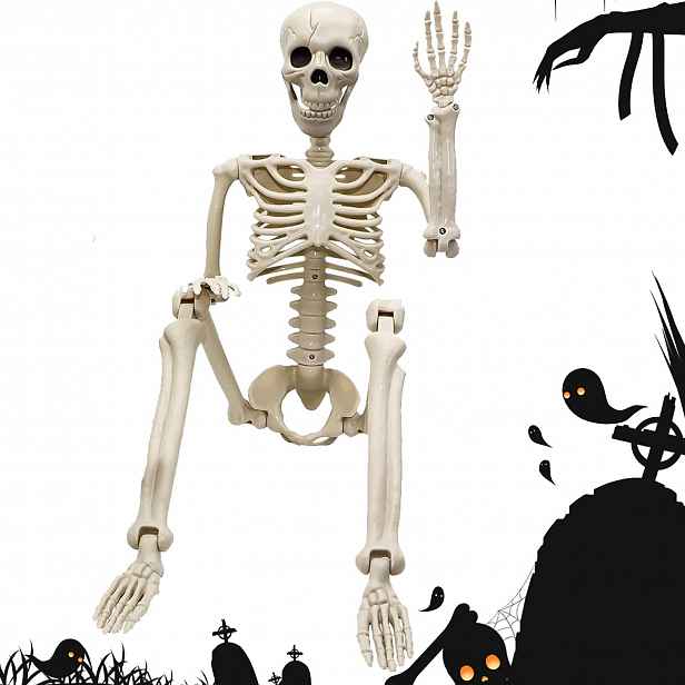Dekorace Halloween Kostra člověka Kostlivec Pohyblivá Lebka 94 Cm
