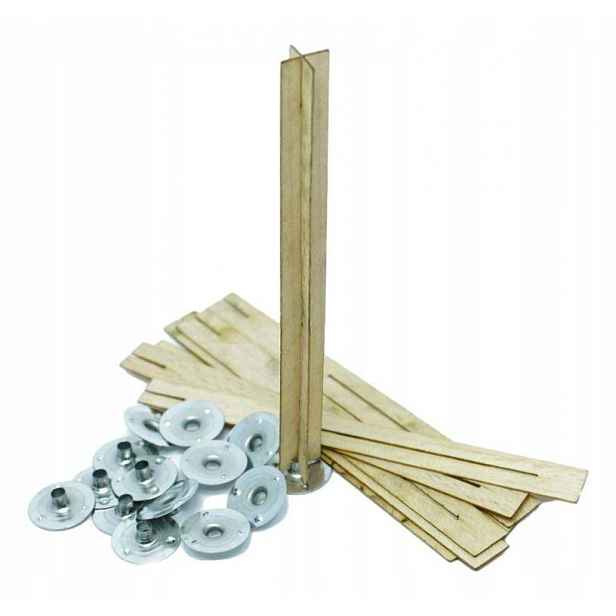 50 x dřevěné křížové knoty s destičkami 20 cm