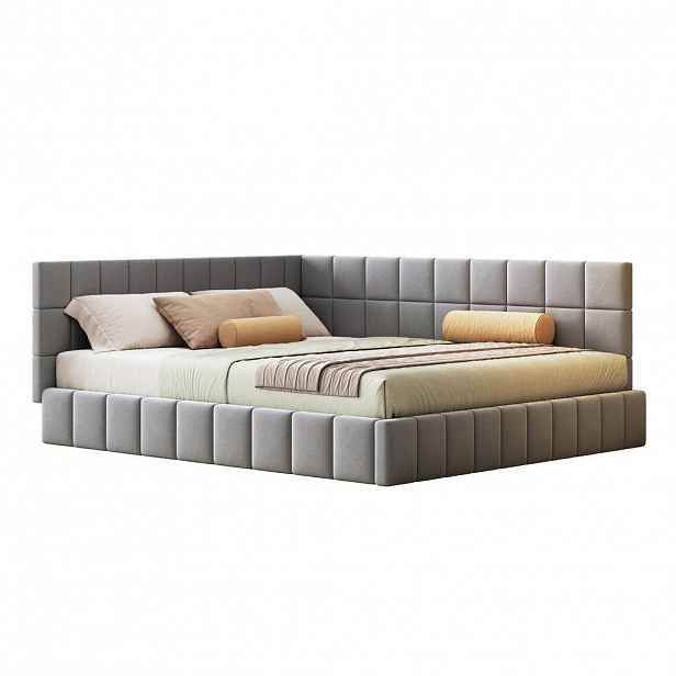 CHICFURN ČALOUNĚNÁ POSTEL 160/200 cm v šedé barvě ze sametu