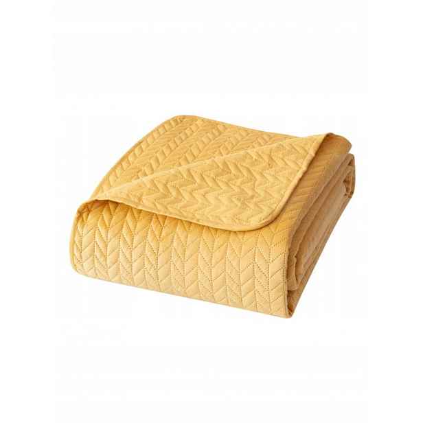 Hořčicová přikrývka na postel Velvet 240x220 Moxie