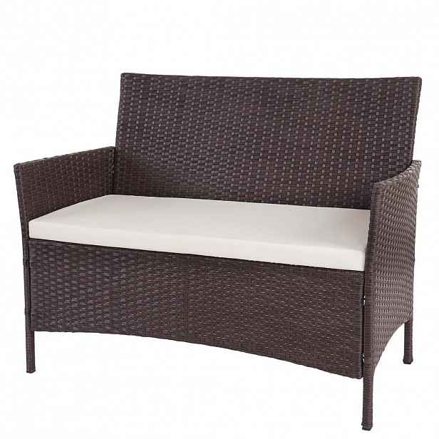MCW POLY-RATTAN ZAHRADNÍ LAVICE Hnědá, krémově bílá