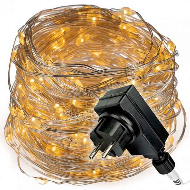 Nexos  Světelný řetěz s časovačem - 200 LED, teplá bílá