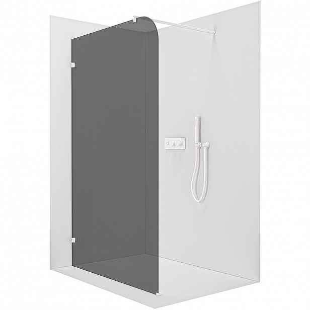 Sprchová zástěna Walk-in Orbis Round L/P - 8 mm - kulatá vzpěra - bílá matná, grafitové sklo - 110x200 cm