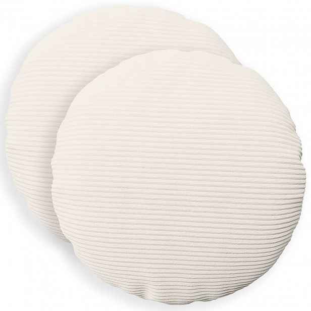 vidaXL Povlak na polštář 2 pcs HEERLEN Krémová Ø 30 cm manšestr