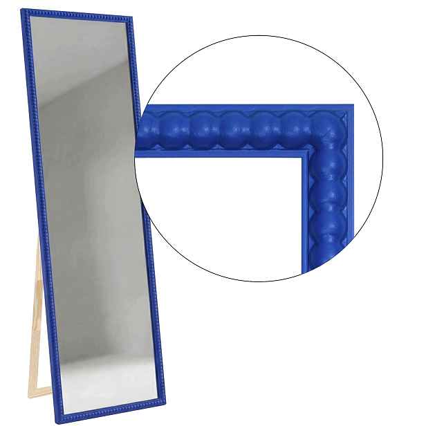Zrcadlo stojící v rámu Přírodní Bubbleové dřevo 161x41 165x45 tmavě modré