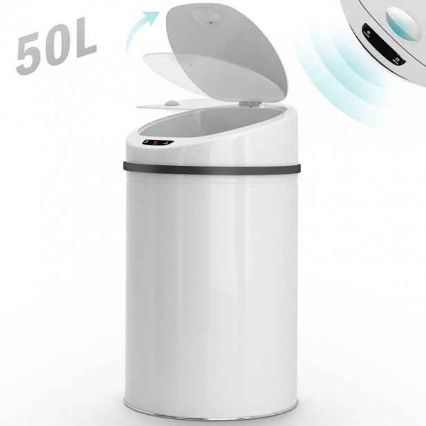 Bezdotykový koš na odpadky se senzorem, 50 l, bílý